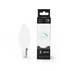 Лампа светодиодная LED 7Вт E14 220В 4100К свеча, диммируемая | 103101207-D | Gauss