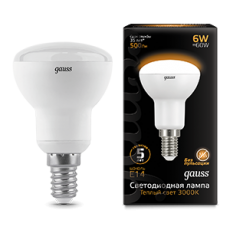 Лампа светодиодная LED 6Вт E14 220В 2700К Reflector R50 | 106001106 | Gauss