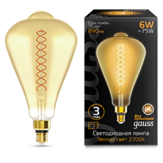 Лампа светодиодная LED Vintage Filament Straight ST164 6W E27 164*297mm Amber 890lm 2700K 1/6 | 157802118 | Gauss