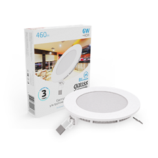 Встраиваемый светильник ультратонкий круглый IP20 6W120х22 O 105 6500K 460лм 1/20 | 939111306 | Gauss