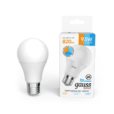 Лампа светодиодная BASIC A60 9,5W E27 820lm 3000K-4000K-6500K 1/10/50 | 1023240 | Gauss