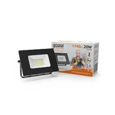 Прожектор светодиодный 20W 1300lm IP65 3000К черный | 613527120 | Gauss