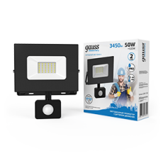 Прожектор светодиодный Elementary 50W 3500lm IP65 6500К с датчиком движения | 628511350 | Gauss
