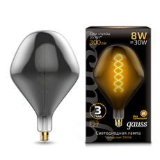 Лампа светодиодная LED Vintage Filament Flexible SD160 8W E27 160*270mm Gray 2400K 1/6 | 163802008 | Gauss