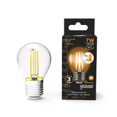 Лампа светодиодная Black LED Filament Шар E27 7W 550lm 2700K step dimmable | 105802107-S | Gauss