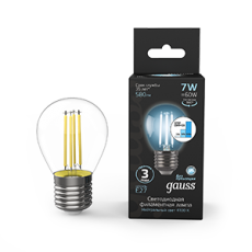 Лампа светодиодная Black LED Filament Шар E27 7W 580lm 4100K step dimmable | 105802207-S | Gauss