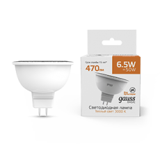 Лампа светодиодная Basic MR16 6,5W 470lm 3000K GU5.3 LED 1/10/100 | 1013517 | Gauss