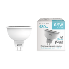Лампа светодиодная Basic MR16 6,5W 480lm 4100K GU5.3 LED 1/10/100 | 1013527 | Gauss