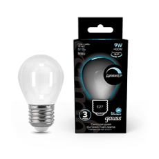 Лампа светодиодная Filament Шар 9W 610lm 4100К Е27 milky диммируемая LED 1/10/50 | 105202209-D | Gauss