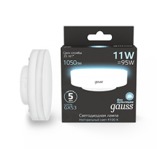 Лампа светодиодная GX53 11W 1050lm 4100K LED 1/10/100 | 108008211 | Gauss