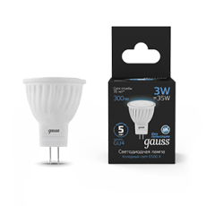 Лампа светодиодная MR11 3W 300lm 6500K GU4 LED 1/10/100 | 132517303 | Gauss