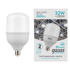 Лампа светодиодная Elementary LED T100 E27 32W 2700lm 180-240V 6500K 1/20 | 63233 | Gauss