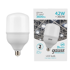 Лампа светодиодная Elementary LED T120 E27 42W 3600lm 180-240V 4000K 1/12 | 63224 | Gauss