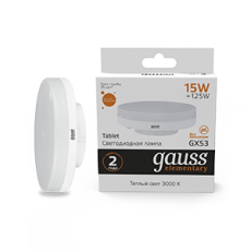Лампа светодиодная LED Elementary GX53 15W 1020lm 3000K | 83815 | Gauss
