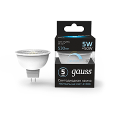 Лампа светодиодная LED 5W MR16 GU10-dim 4100K диммир. | 101506205-D | Gauss