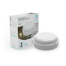 Светильник светодиодный пылевлагозащищенный для ЖКХ UNIVERSAL IP65 D160*53 12W 940lm 4000K круглый c микр сенсором 1/40 | 126411212-S | Gauss