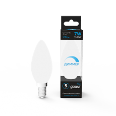 Лампа светодиодная Свеча 7W 590lm 6500К E14 диммируемая | 103101307-D | Gauss