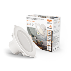 Светильник светодиодный пылевлагозащищенный для ЖКХ круг Белый 9W,126x126x54, O95мм, 3000K, 700 Lm, шаг.диммирование 100-50-15% | 927420109-S | Gauss