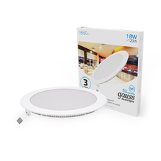 Встраиваемый светильник ультратонкий круглый IP20 18W225х22 O 210 6500K 1560лм 1/20 | 939111318 | Gauss