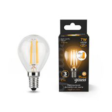 Лампа светодиодная Black LED Filament Шар E14 7W 550lm 2700K step dimmable | 105801107-S | Gauss