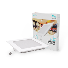 Светильник светодиодный встраиваемый ультратонкий квадратный IP20 9W 4100K | 940111209 | Gauss