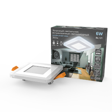 Светильник светодиодный встраиваемый Backlight BL121 Квадрат. Акрил, 3+3W, LED 4000K, 105*105, | BL121 | Gauss