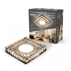 Светильник точечный встраиваемый Backlight BL031 Квадрат. Черн.Кристал/Хром, Gu5.3, LED 2700K | BL031 | Gauss