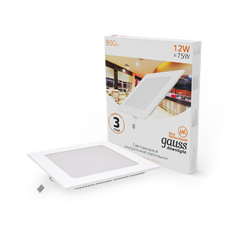 Светильник светодиодный встраиваемый ультратонкий квадратный IP20 12W 2700K | 940111112 | Gauss