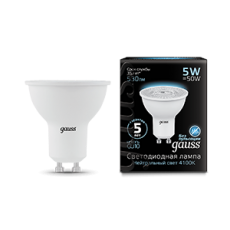 Лампа светодиодная LED 5Вт GU10 220В 4100К MR16 | 101506205 | Gauss