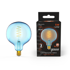 Лампа светодиодная LED Filament Flexible G125-C Sky Blue E27 5W 190lm 1800K 125*178mm 1/10 | 1013802105 | Gauss