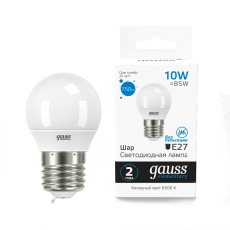 Лампа светодиодная Elementary Шар 10W 750lm 6500K Е14 LED 1/10/100 | 53130 | Gauss