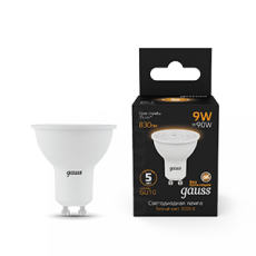 Лампа светодиодная MR16 9W 830lm 3000K GU10 LED 1/10/100 | 101506109 | Gauss
