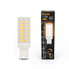 Лампа светодиодная G9 AC185-265V 5,5W 550lm 3000K керамика диммируемая LED 1/10/200 | 107309155-D | Gauss