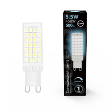 Лампа светодиодная G9 AC185-265V 5,5W 550lm 4100K керамика диммируемая LED 1/10/200 | 107309255-D | Gauss