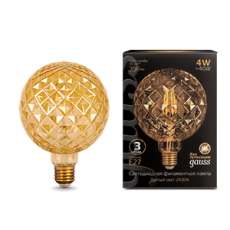 Лампа светодиодная Filament G120 4W 380lm 2400К Е27 golden Carat LED 1/20 | 105802004 | Gauss