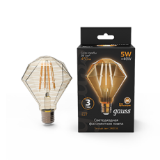 Лампа светодиодная Filament Diamond 5W 450lm 2400К Е27 golden LED 1/20 | 147802005 | Gauss