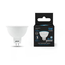 Лампа светодиодная MR16 12V 5W 530lm 6500K GU5.3 LED 1/10/100 | 201505305 | Gauss
