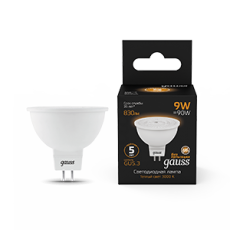 Лампа светодиодная MR16 9W 830lm 3000K GU5.3 LED 1/10/100 | 101505109 | Gauss