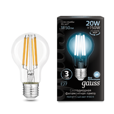 Лампа светодиодная Filament А60 20W 1850lm 4100К Е27 LED /10/40 | 1029022201 | Gauss