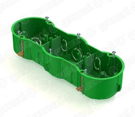 Коробка установочная 3-местная 212х70х45мм. для с/п в полых стенах (с саморезами, с металлическими зажимами) | GE40024 | GREENEL