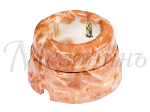 Розетка фарфоровая , двухпол, с зк (в комплс подъемн рамкой D70x45),цвет - темный мрамор, ТМ 