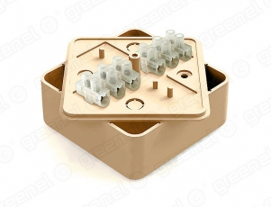 Коробка респределительная для о/п 75х75х28мм с клеммной колодкой ЗВИ-5 (1,5-4мм2) 6 клемм, IP40, цвет -ДУБ (80шт) | GE41216-12 | GREENEL