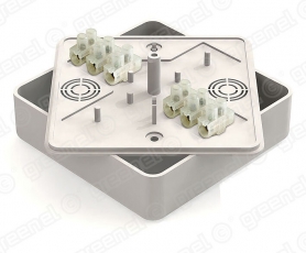 Коробка респределительная для о/п 100х100х29мм с клеммной колодкой ЗВИ-10 (2,5-6мм2) 6 клемм, IP40, цвет -БЕЛЫЙ (42шт) | GE41219-01 | GREENEL