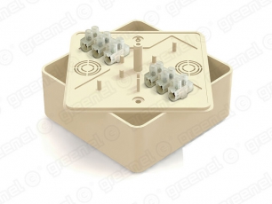 Коробка респределительная для о/п 100х100х44мм с клеммной колодкой ЗВИ-10 (2,5-6мм2) 6 клемм, IP40, цвет -СЛОНОВАЯ КОСТЬ (25шт) | GE41222-02 | GREENEL