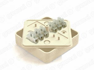 Коробка респределительная для о/п 75х75х20мм с клеммной колодкой ЗВИ-3 (1,0-2,5мм2) 6 клемм, IP40, цвет -СЛОНОВАЯ КОСТЬ (100шт) | GE41212-02 | GREENEL