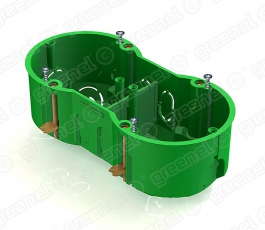 Коробка установочная 2-местная 141х70х45 для с/п в полых стенах (с саморезами, с металлическими зажимами) | GE40023 | GE40023