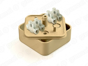 Коробка респределительная для о/п 50х50х20мм с клеммной колодкой ЗВИ-3 (1,0-2,5мм2) 4 клеммы, IP40, цвет -ДУБ (4уп*48шт/192шт) | GE41206-12 | GREENEL