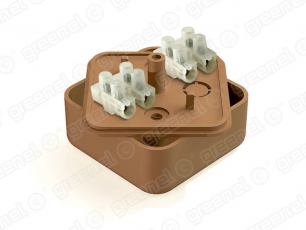 Коробка респределительная для о/п 50х50х20мм с клеммной колодкой ЗВИ-3 (1,0-2,5мм2) 4 клеммы, IP40, цвет -ОРЕХ (4уп*48шт/192шт) | GE41206-14 | GREENEL