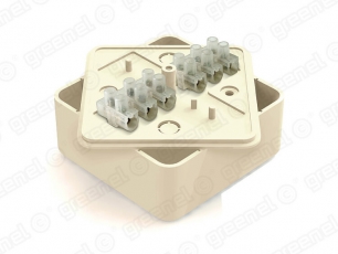 Коробка респределительная для о/п 75х75х28мм с клеммной колодкой ЗВИ-5 (1,5-4мм2) 6 клемм, IP40, цвет -СЛОНОВАЯ КОСТЬ (80шт) | GE41216-02 | GREENEL
