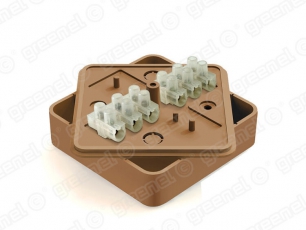 Коробка респределительная для о/п 75х75х20мм с клеммной колодкой ЗВИ-3 (1,0-2,5мм2) 6 клемм, IP40, цвет -ОРЕХ (100шт) | GE41212-14 | GREENEL